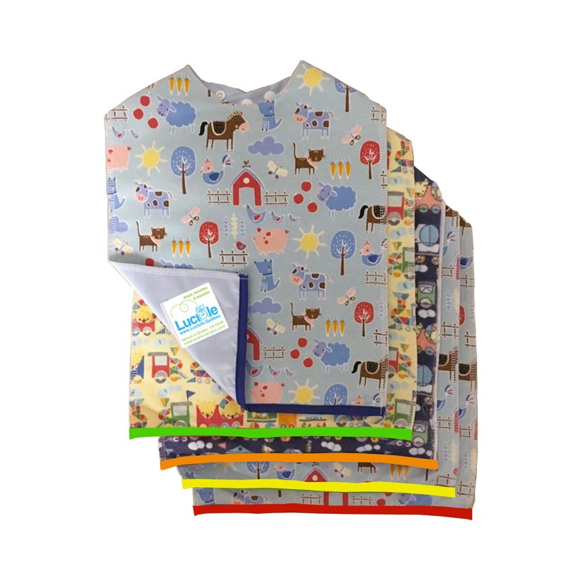 Photo: Adjustable Bib (Printed Flannel) with Integrated Color Code